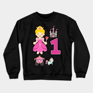 First Birthday Princess Castle Unicorn Carriage Crewneck Sweatshirt